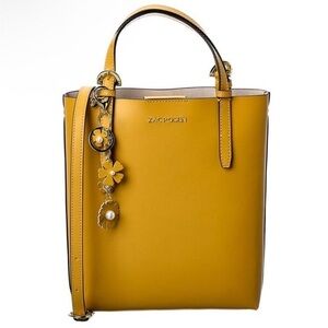 NWOT Zac Posen Floral Garden Small Tote Leather Crossbody, Light Yellow